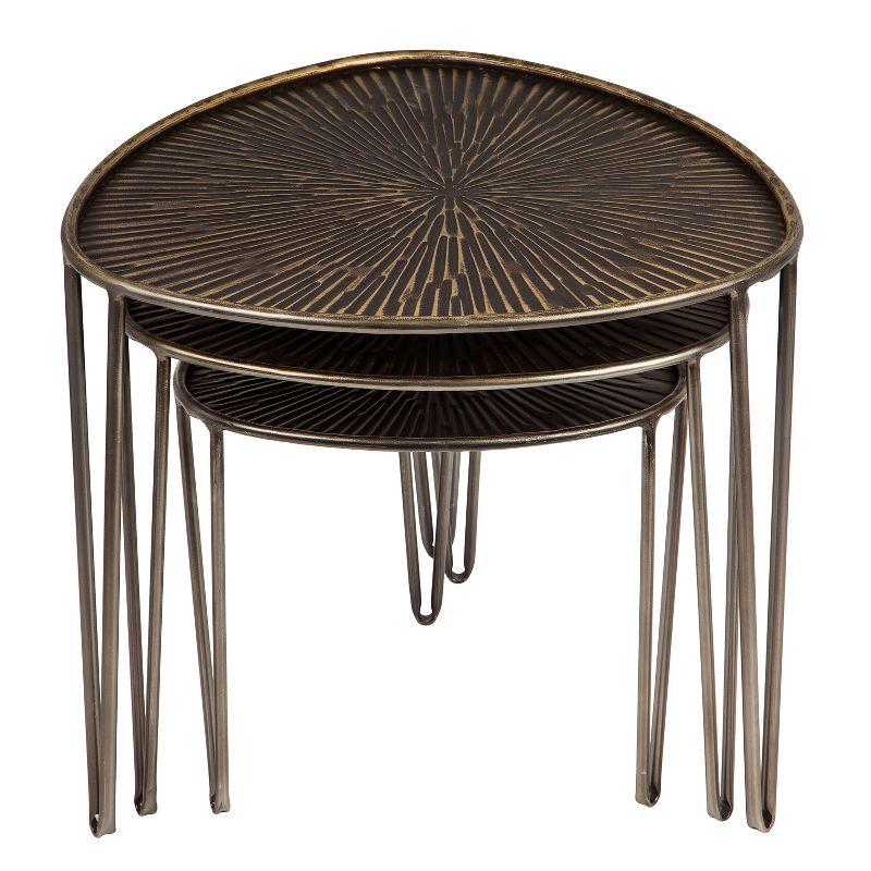 Evergreen Beautiful Leaf Shape Metal Nested Side Tables, Set of 3 - 21 x 21 x 19 Inches Homegoods and Decorations for Every Space