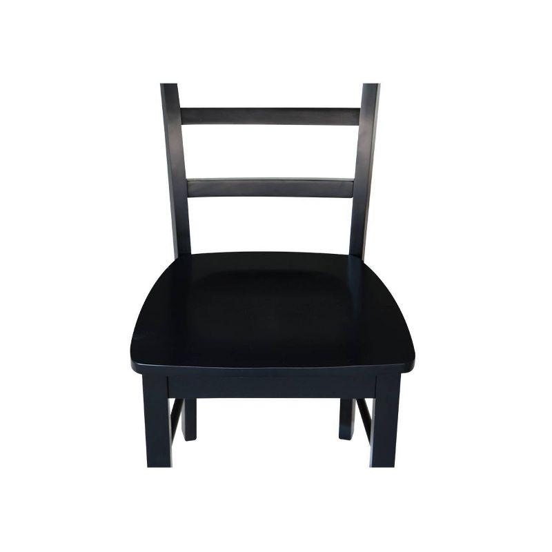 Elegant Black Solid Wood Ladderback Side Chair Set