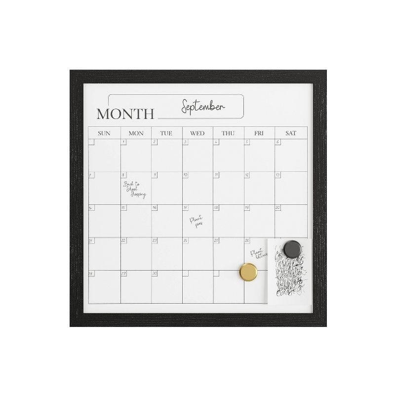 Thomas Martha Stewart Magnetic Monthly Calendar Dry Erase Board with Woodgrain Frame, Dry Erase Marker, and 2 Magnets