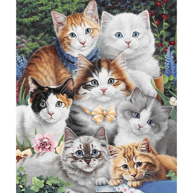 Jenny Kittens Flower Garden Queen Size Fleece Blanket