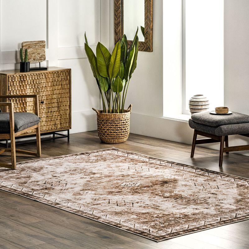 Lauren Liess x Rugs USA Jessamine Geometric Machine Washable Beige/Brown Area Rug