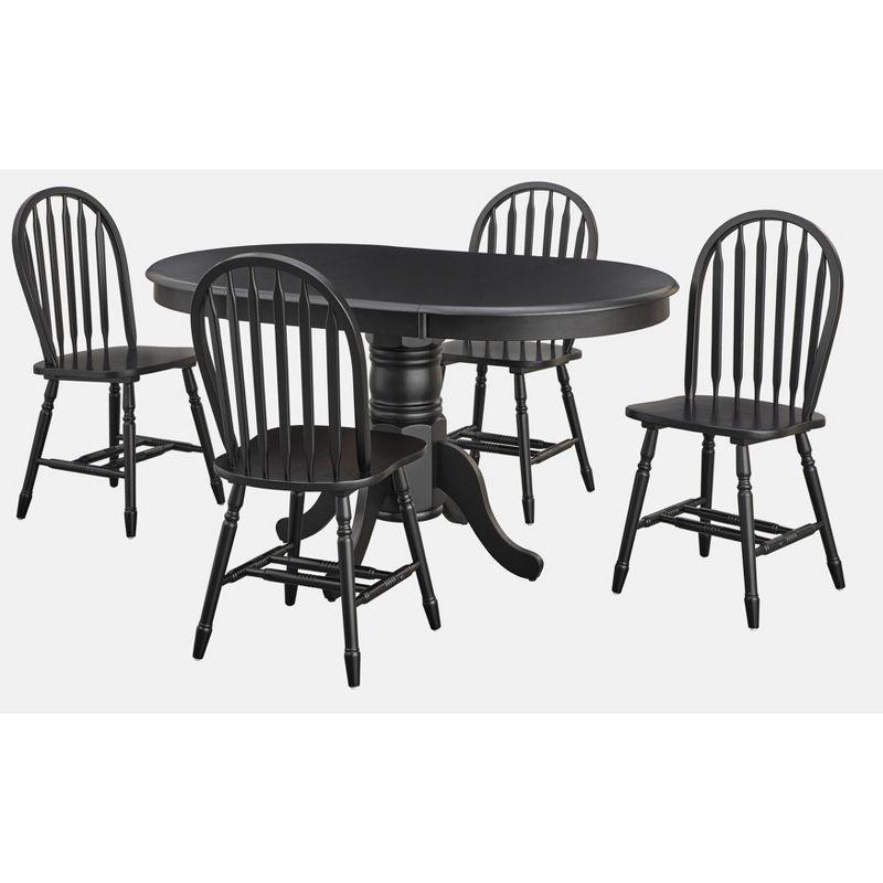 Matte Black Rubberwood Farmhouse Dining Set with 4 Chairs