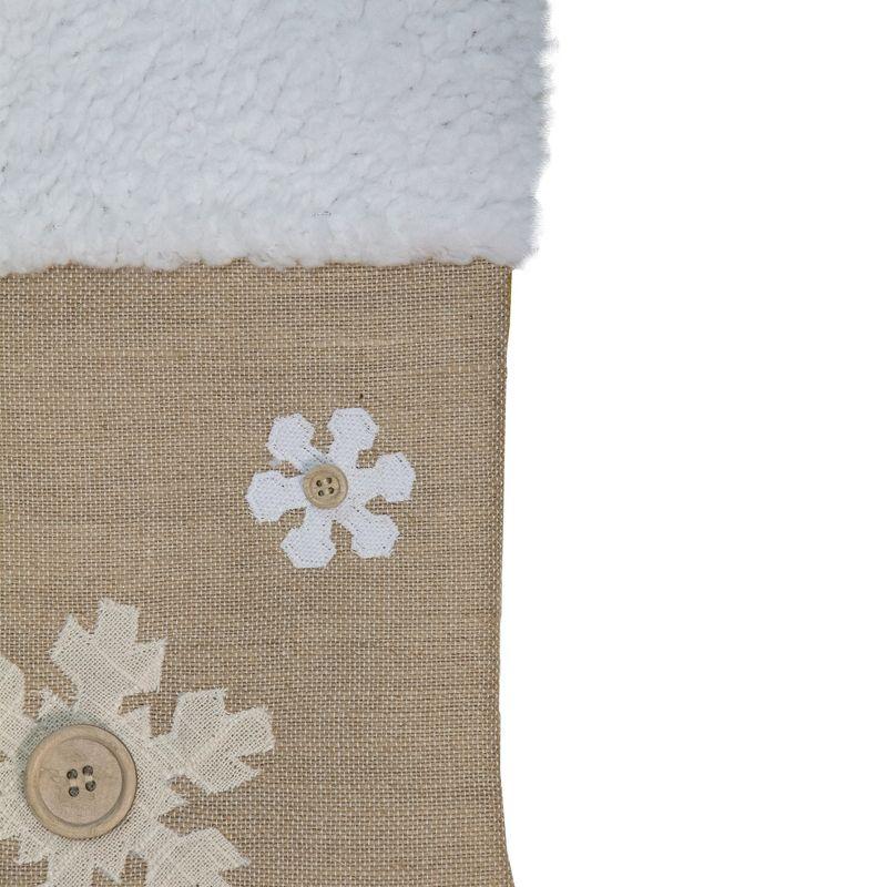 20.5" Beige and Ivory Snowflake Embroidered Christmas Stocking