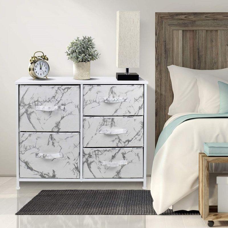 Marble Whisper 5-Drawer Nursery Dresser in White