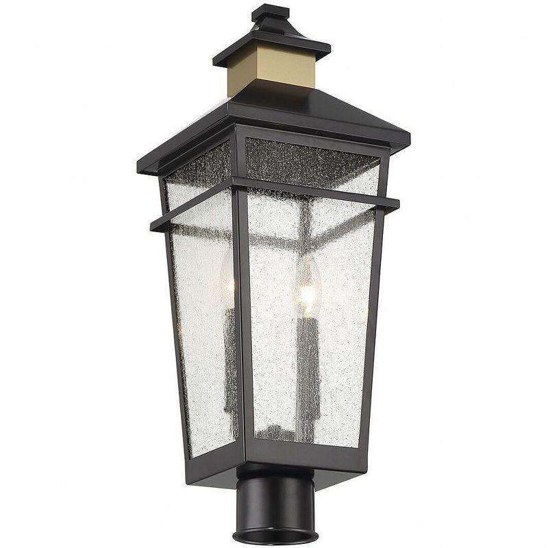 Kingsley Matte Black and Brass 2-Light Outdoor Post Lantern