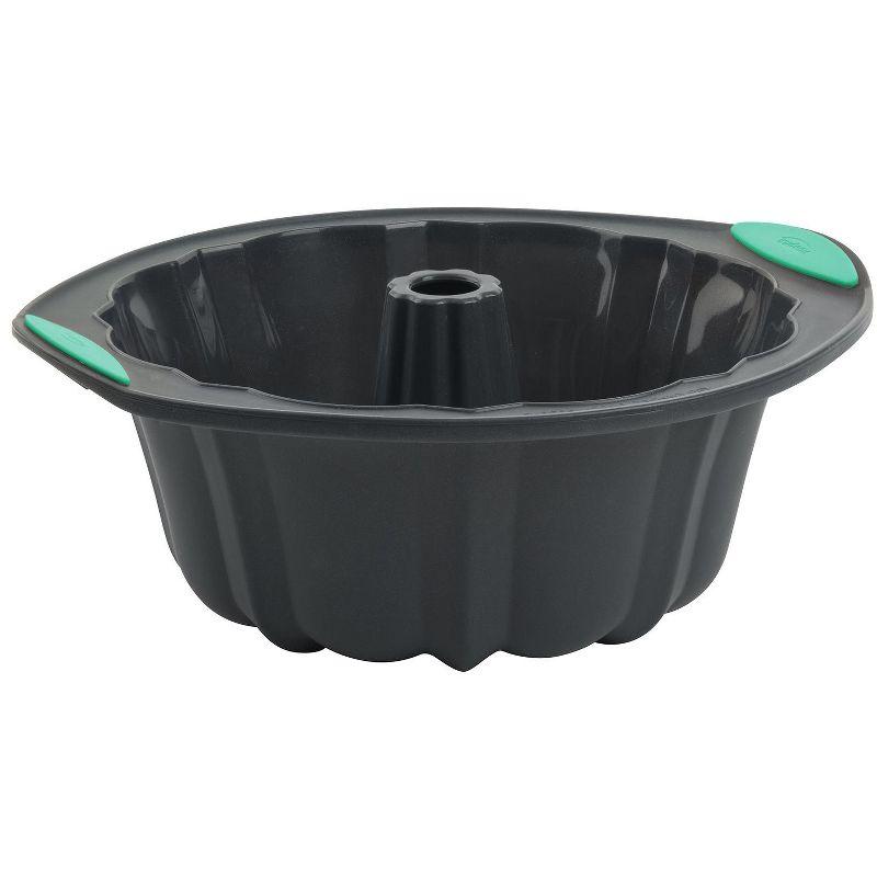 Gray and Mint Silicone Non-stick Fluted Bundt Pan