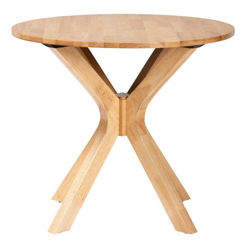 Baxton Studio 34" Wide Kenji Wood Round Dining Table Natural Brown: Rubberwood, Seats 4