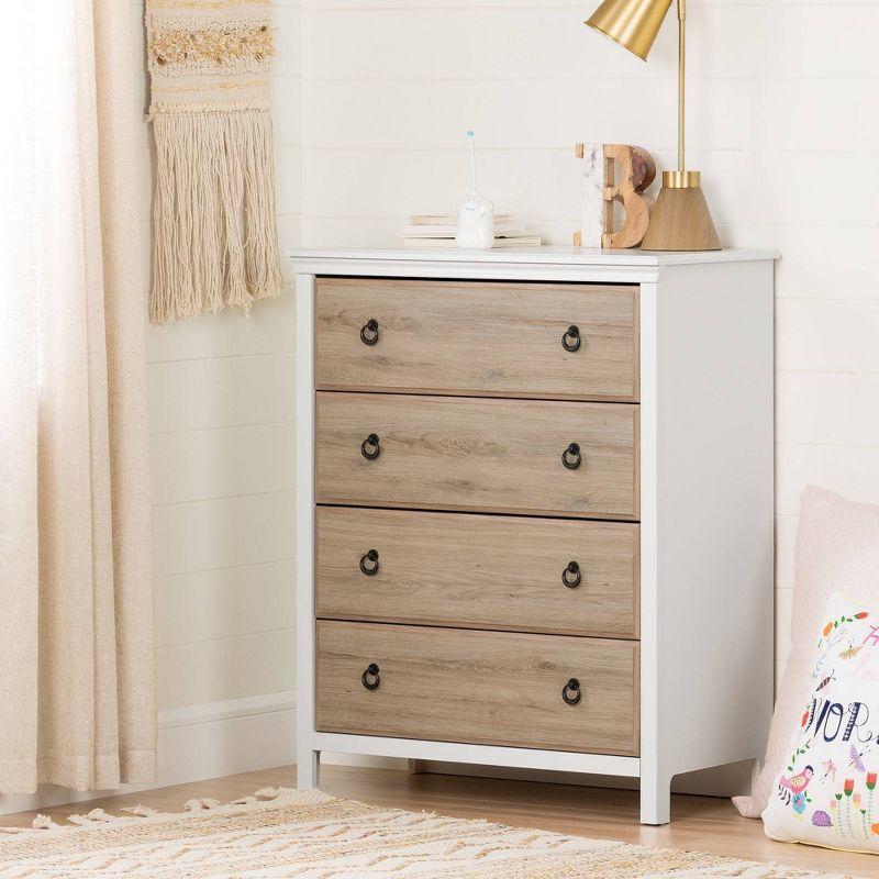 Cotton Candy 4-Drawer Kids' Chest Pure White and Rustic Oak  - South Shore