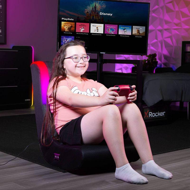 X Rocker Gaming Chair with Built-in Lighting Black: Armless, Interactive Rocker for Teens, No Assembly