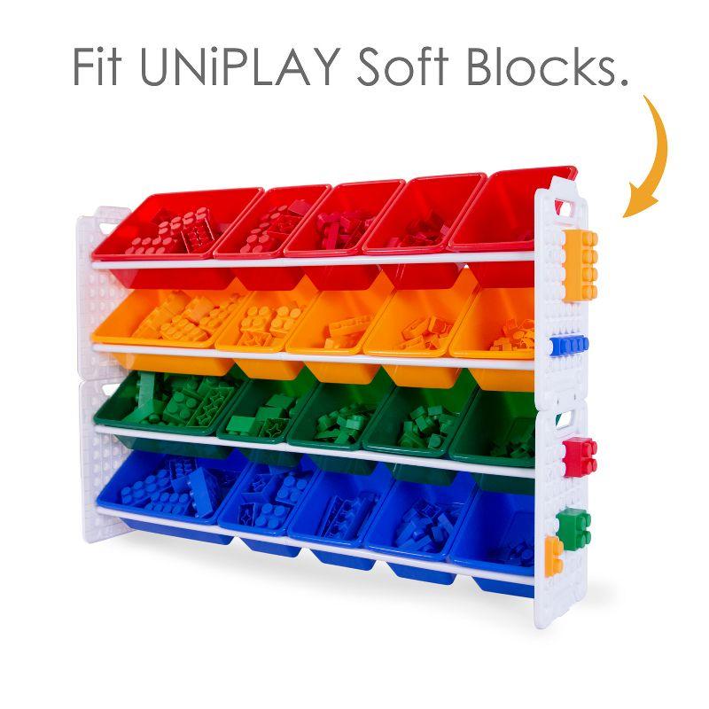 UNiPLAY Toy Organizer With 20 Removable Storage Bins and Block Play Panel, Multi-Size Bin Organizer