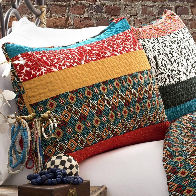 Lush Décor 3pc Boho Stripe Reversible Oversized Cotton Quilt Set