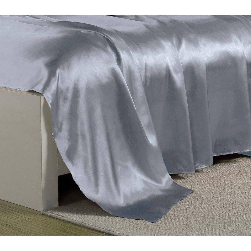 Queen Satin Sheet Set Silver - Belles & Whistles