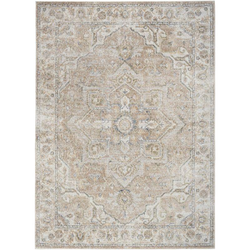 Nourison Astra Machine Washable Vintage Medallion Indoor Rug Beige 4' x 6'