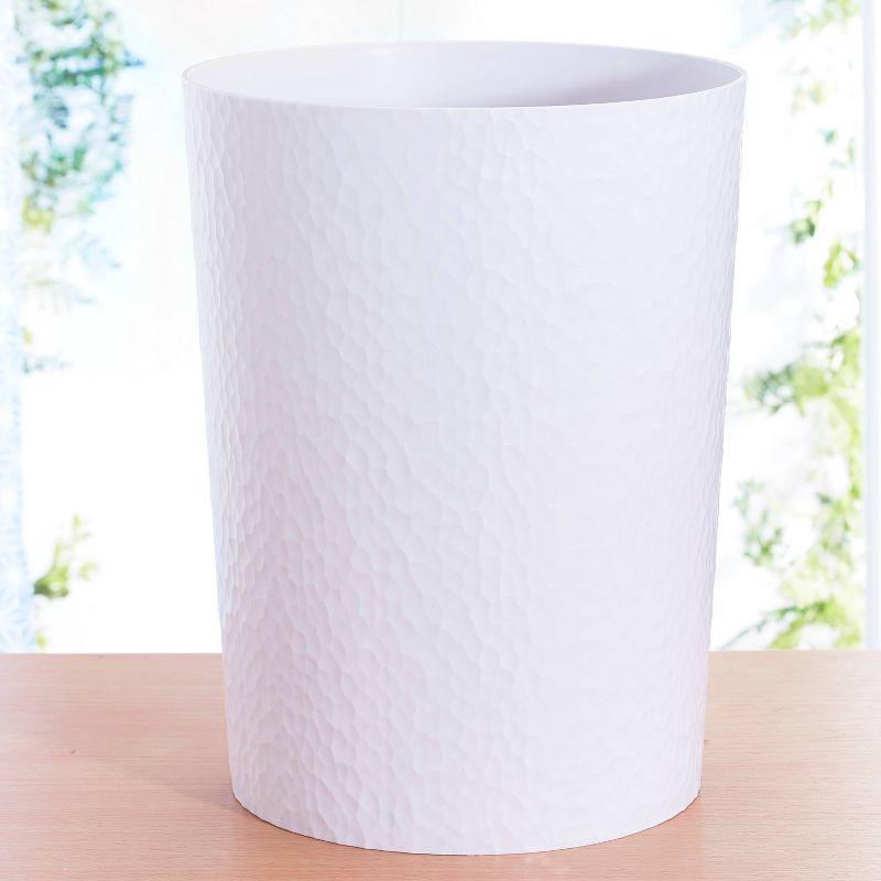 10L Hammered Round Waste Bin White - Bath Bliss