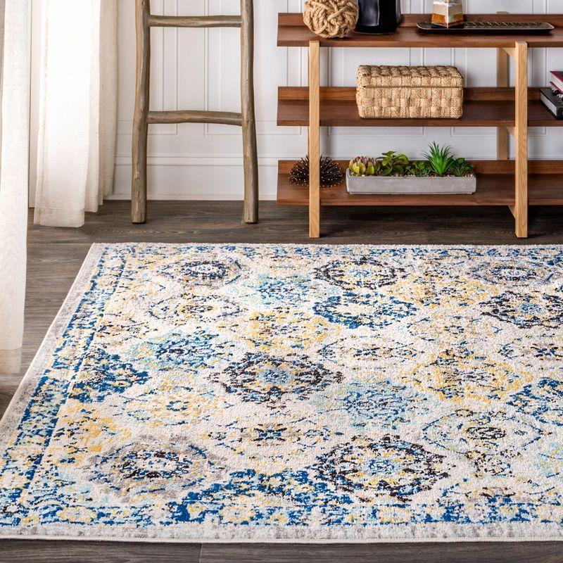 8'x10' Modern Persian Boho Vintage Trellis Area Rug, Blue/Multi - JONATHAN Y