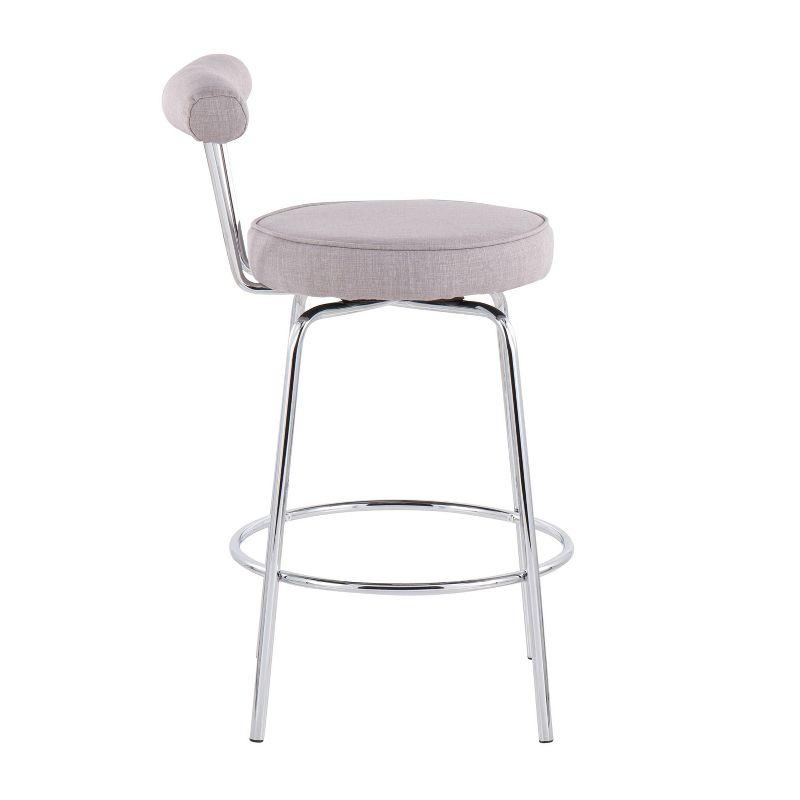 Contemporary Chrome 20" Swivel Counter Stool in Light Grey