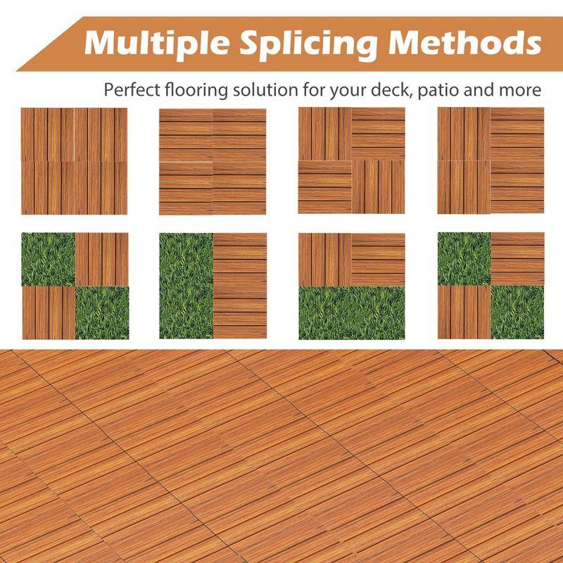 Costway 18/36 PCS Interlocking Deck Tiles Anti-slip Floor Tiles for Poolside All Weather Brown