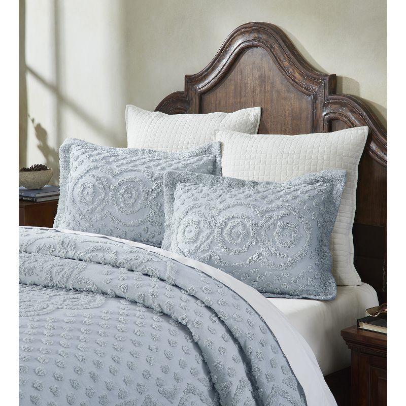 Blue Cotton Tufted Chenille King Sham