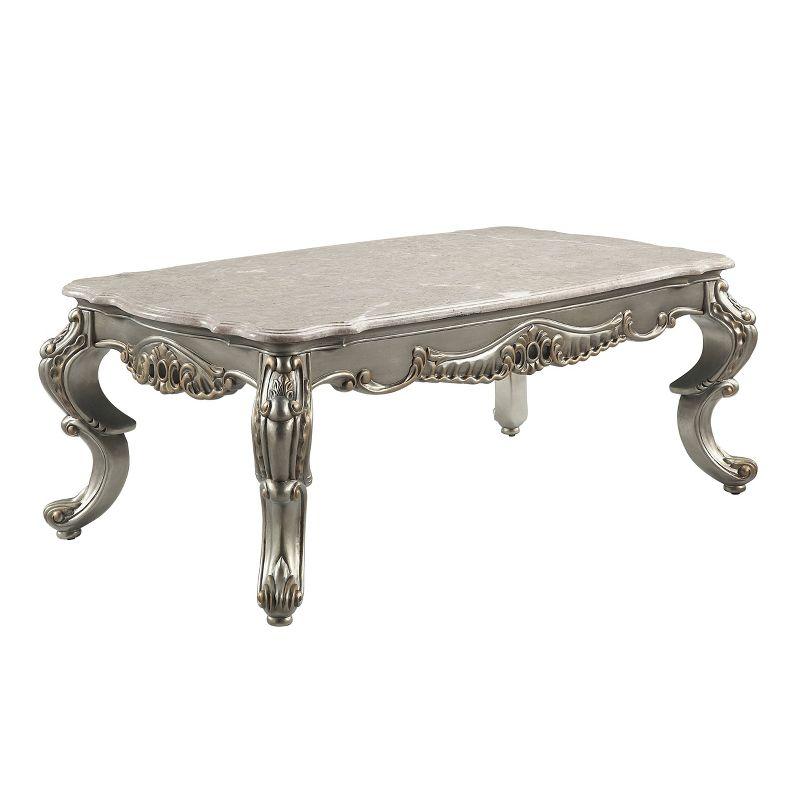 52" Miliani Coffee Table Natural Marble Top and Antique Bronze Finish - Acme Furniture: Chic Rectangular Design, No Assembly Required