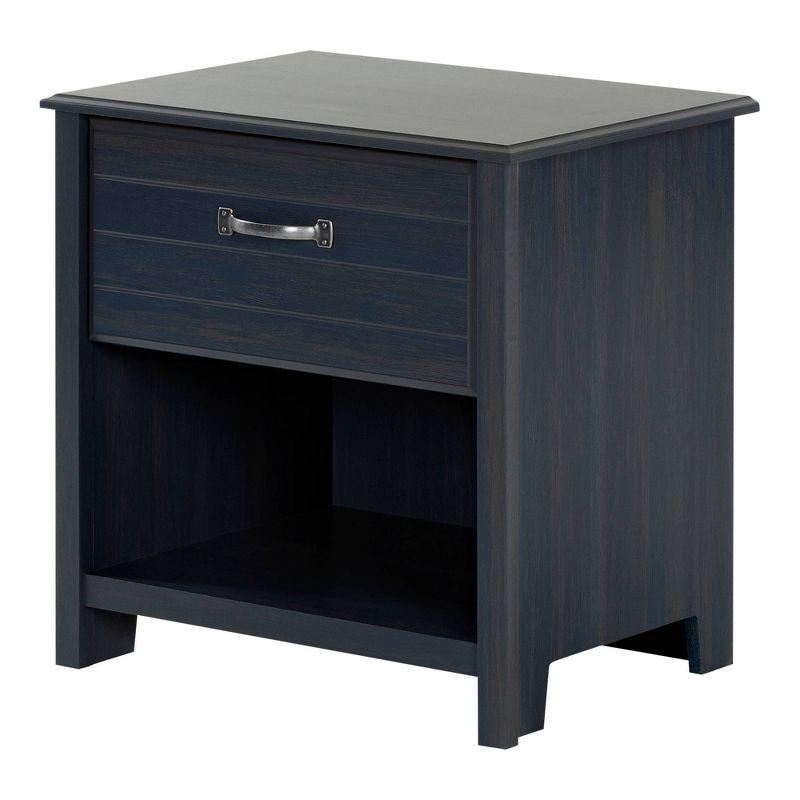 Blueberry 1-Drawer Nightstand with Open Storage and Metal Handle