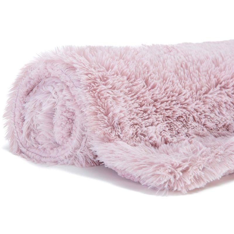 Chanasya Solid Faux Long Fur Fuzzy Throw Blanket - 60" x 70" - Rose Dust