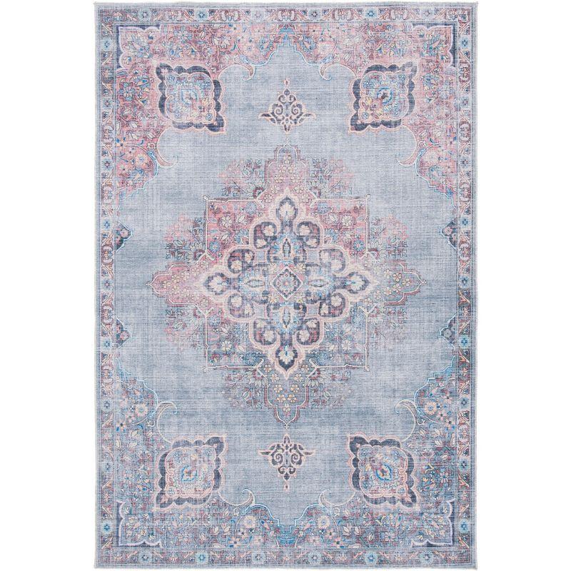 Serapi SEP580 Power Loomed Machine Washable Skid-Resistant Indoor Area Rug - Ivory/Blue - 5'3"x7'6" - Safavieh