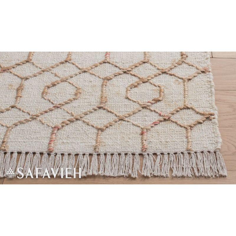 Ivory Geometric Handwoven Natural Fiber 5' x 8' Area Rug