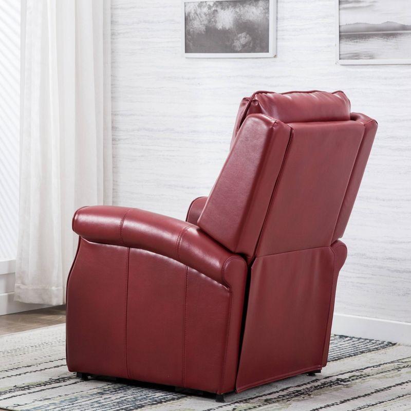 Comfort Pointe Lehman Power Recliner Chair Red: Upholstered Faux Leather, Multi-Position Lift, Remote Control
