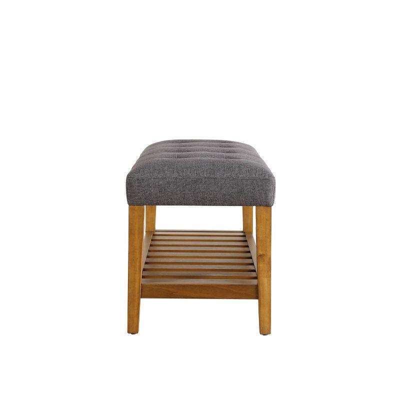 Acme Furniture Charla Bench Gray Fabric/Oak Finish