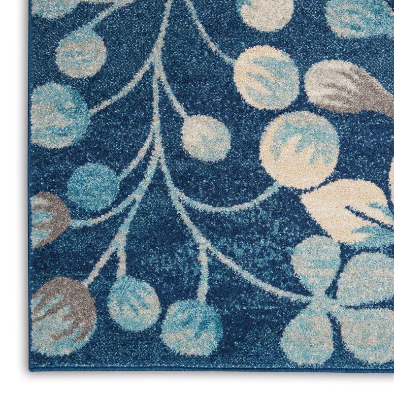 Nourison Tranquil 5'3" X 7'3" (5' x 7') Navy Indoor Area Rug Contemporary Botanical Vine and Bloom by Nourison