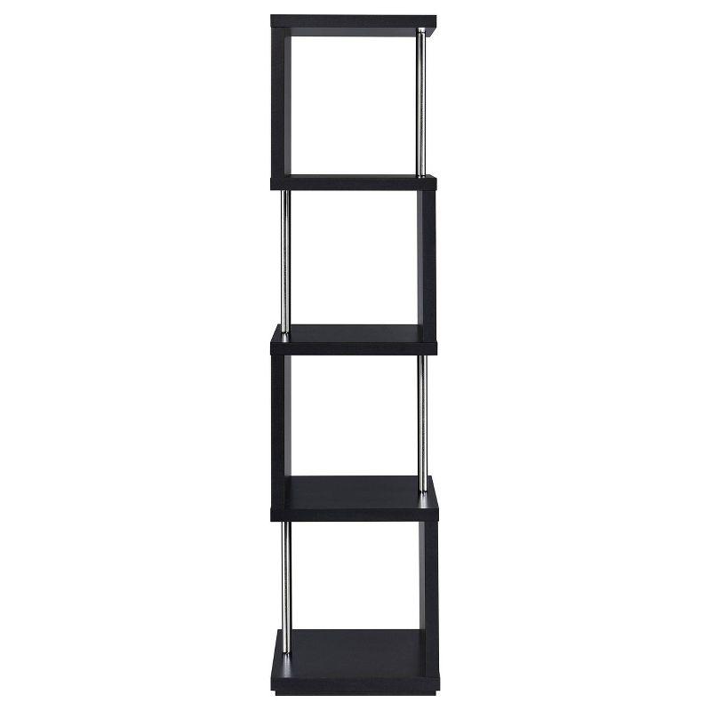 Baxter 4 Shelf Zig Zag Bookcase with Chrome Details - Coaster