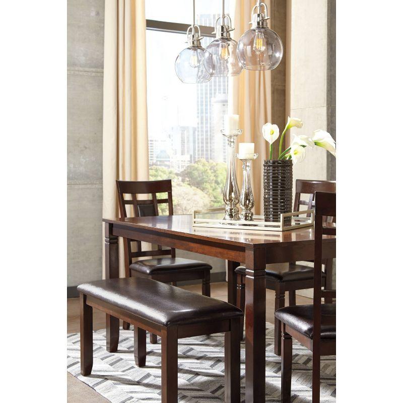 Signature Design by Ashley Bennox Dining Table Set Brown: 6-Piece Modern Rectangular Non-Extension Set with Bench & Upholstered Chairs