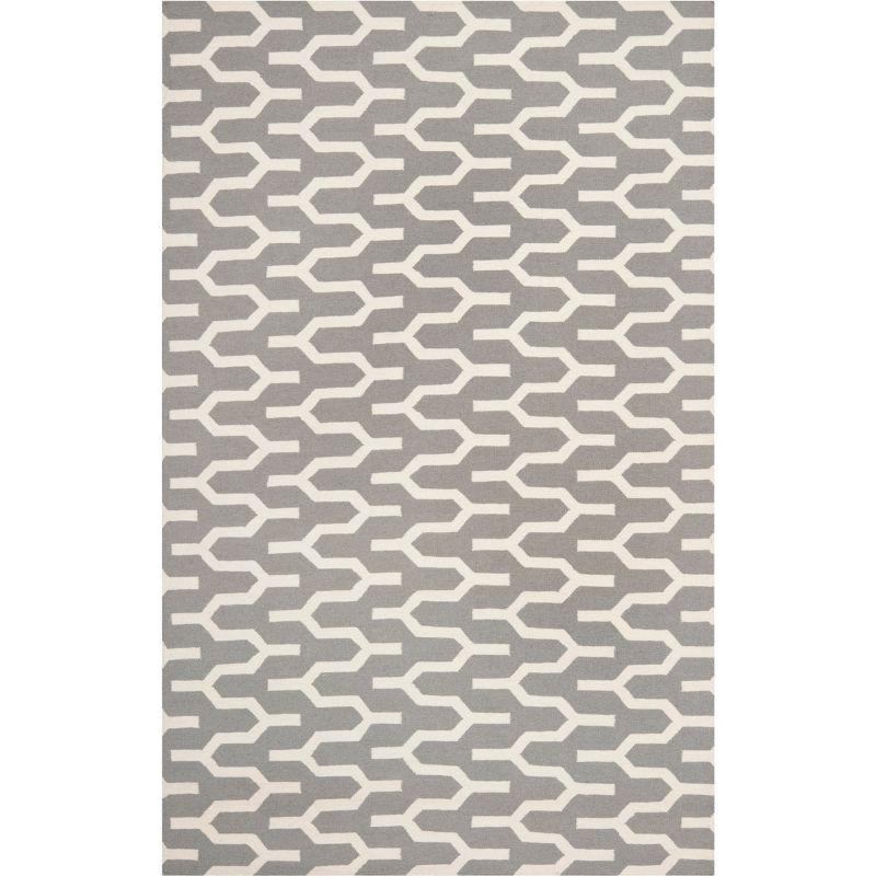 Dhurries DHU630 Hand Woven Area Rug - Silver/Ivory - 6'x9' - Safavieh.