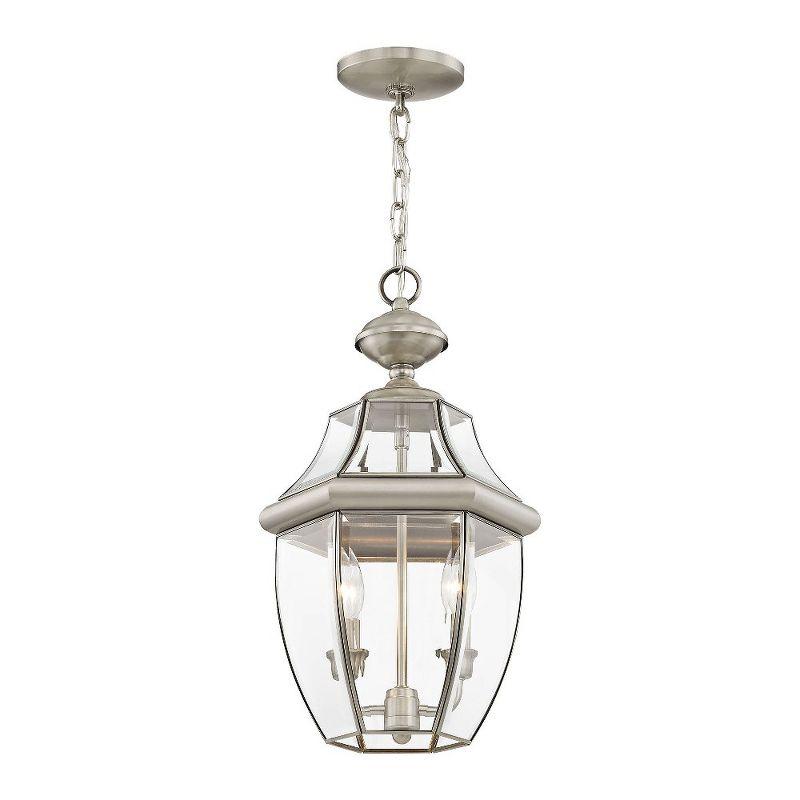 2 Light Outdoor Chain Lantern Pendant with Clear Glass Shade