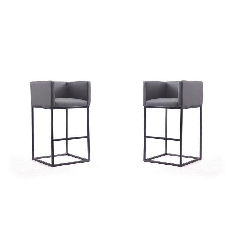 Set of 2 Embassy Upholstered Metal Barstools - Manhattan Comfort