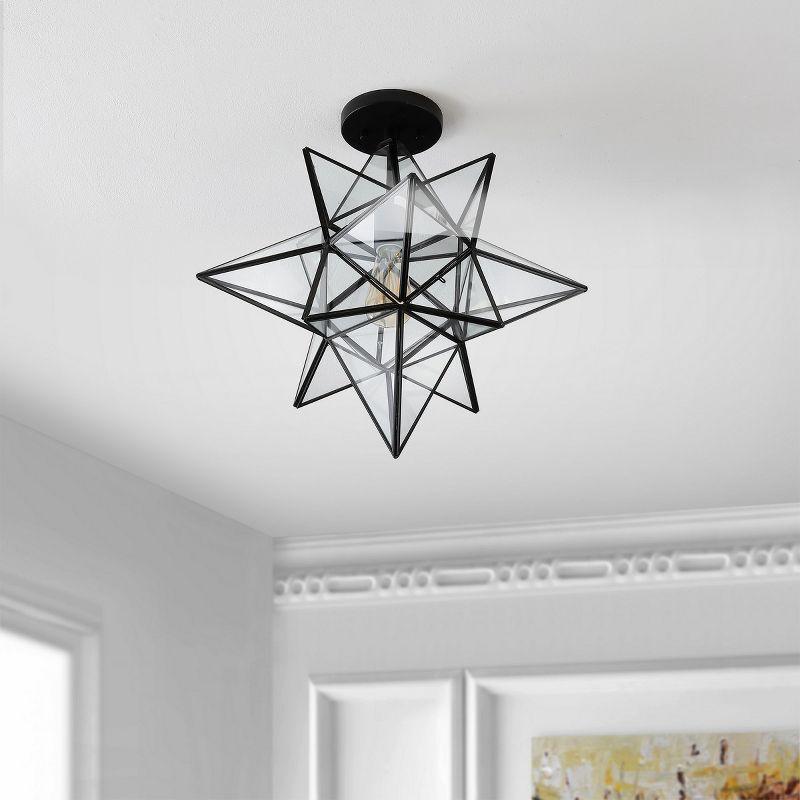 19" Black and Clear Mercury Glass Star-Shaped Flush Mount