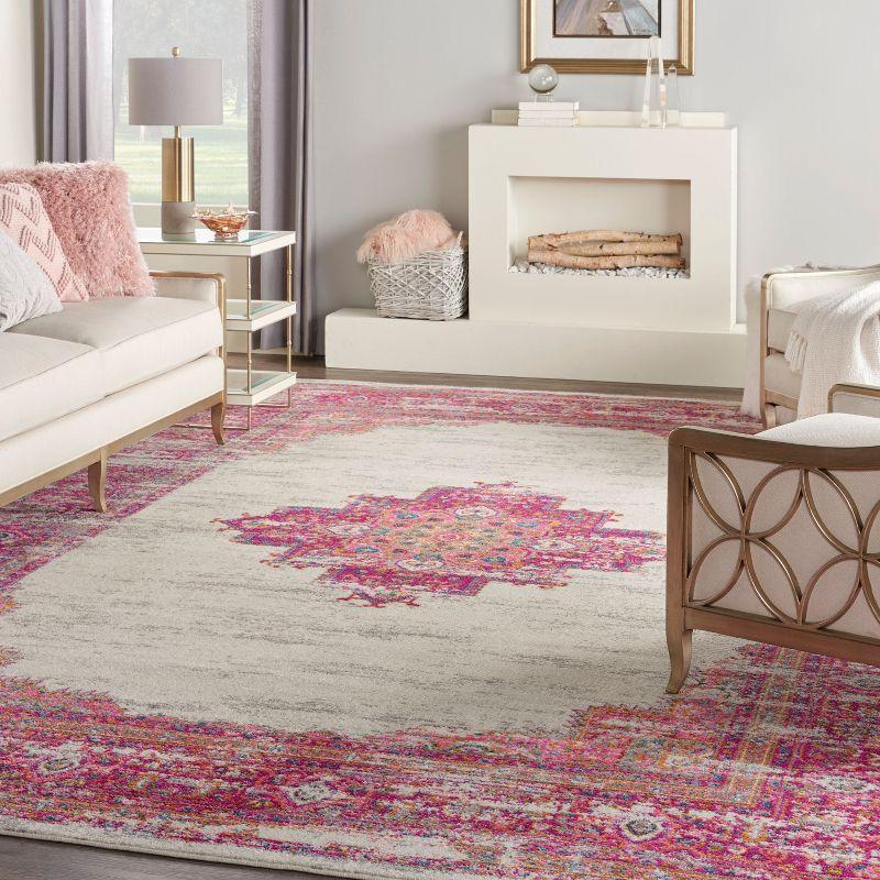 Nourison Passion 10' x 14' Ivory Fuchsia Bohemian Indoor Rug