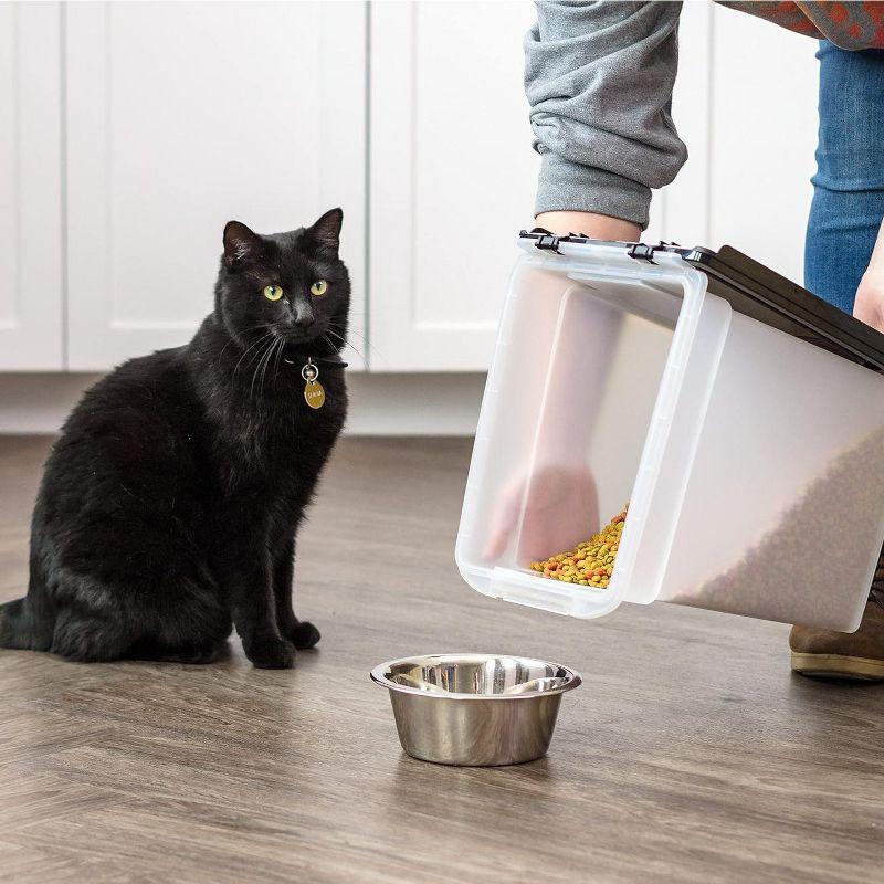 IRIS USA 10 Lbs / 12.75 Qt WeatherPro Airtight Pet Food Storage Container, Clear/Black