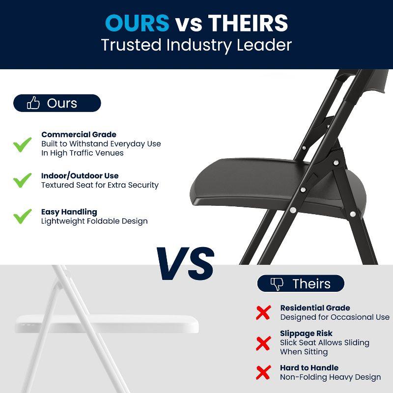 Flash Furniture 2 Pack HERCULES Series 500 lb. Capacity Heavy Duty Black Plastic Folding Chair with Built-in Ganging Brackets