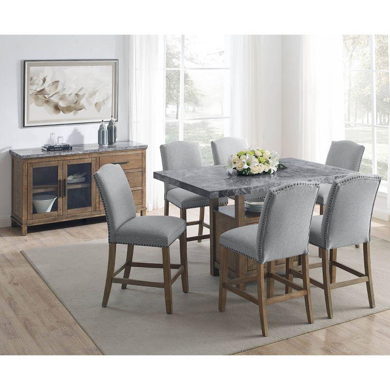 Grayson Gray Marble and Driftwood 8-Piece Counter Dining Set