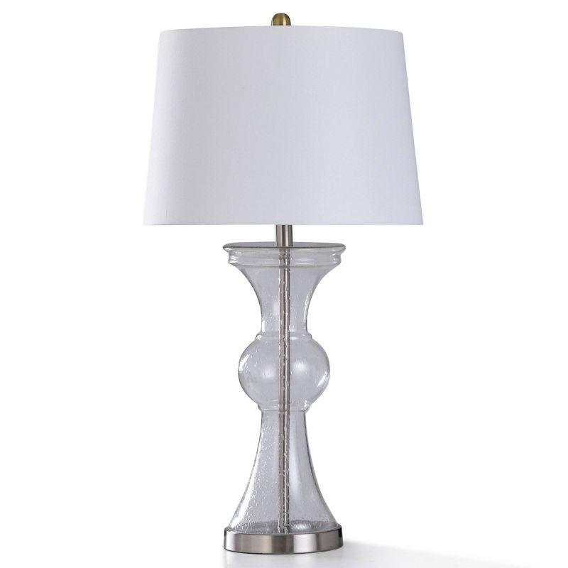 Clear Seeded Glass & Brushed Nickel Table Lamp - StyleCraft: No Assembly, UL Listed