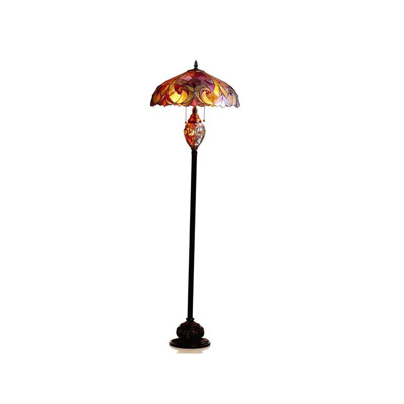 Chloe Lighting Liaison Tiffany-Style 3 Light Victorian Double Lit Floor Lamp 18" Shade