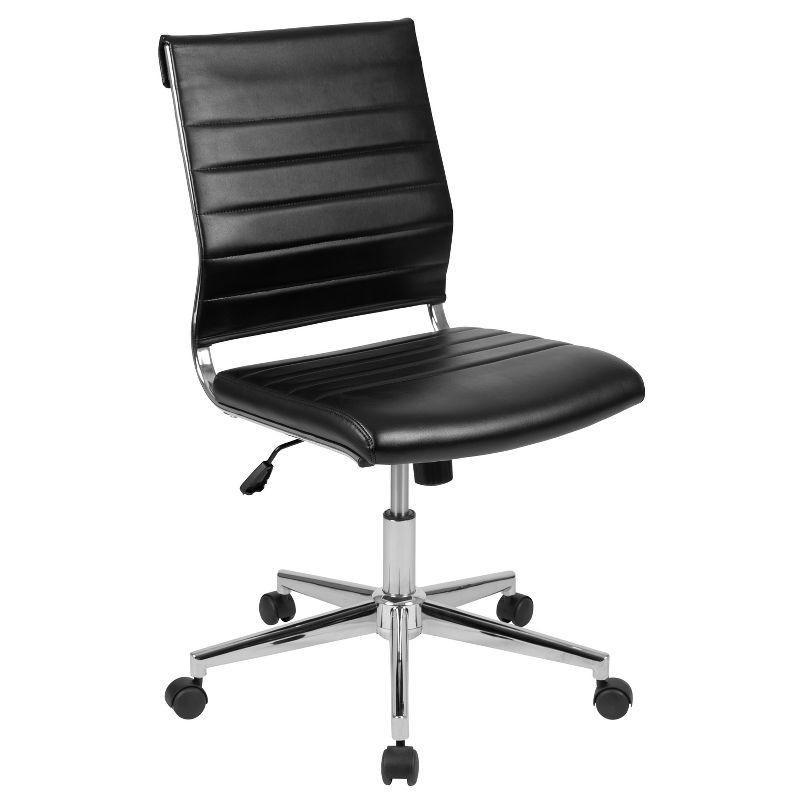 24" Black Faux Leather Mid-Back Swivel Executive Office Chair