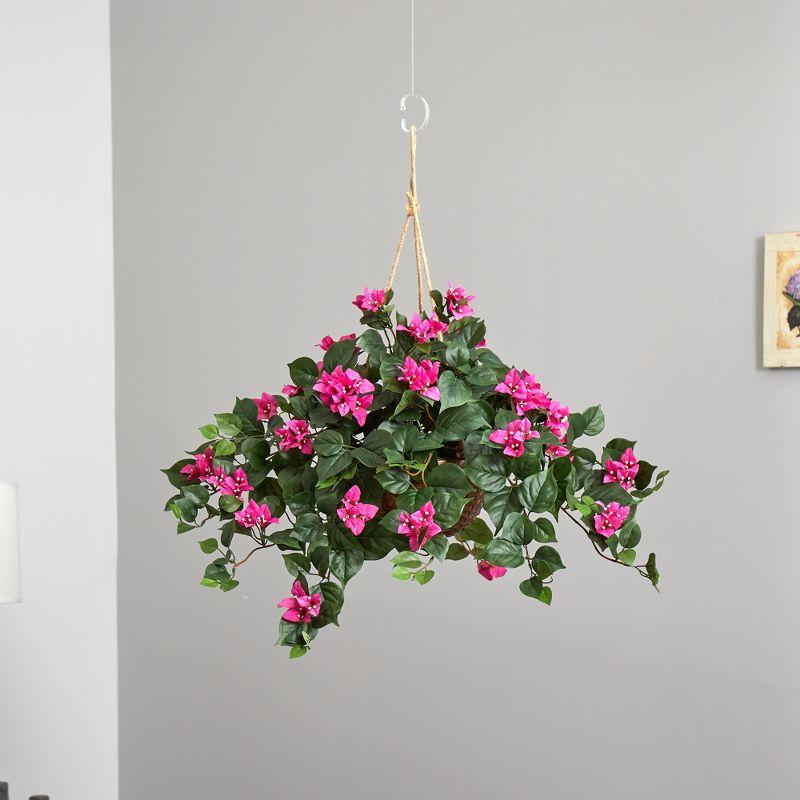 Nearly Natural Bougainvillea Flowering Artificial Plant in Hanging Basket