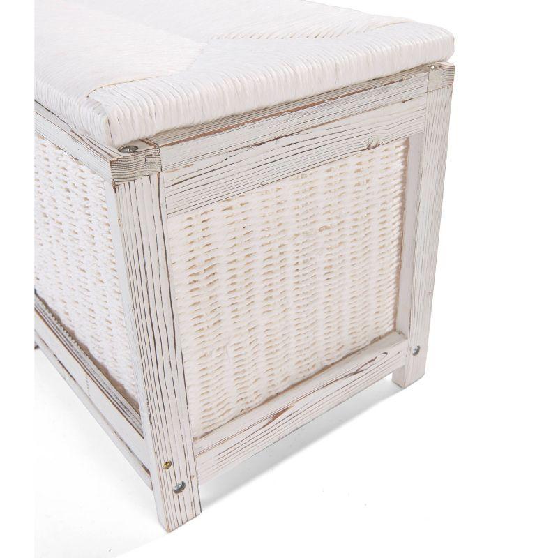 Kid''s Storage Bench With Woven Top And Baskets