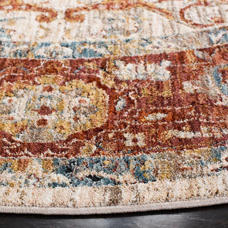 Valencia VAL566 Power Loomed Area Rug - Ivory/Rust - 6'4"x6'4"Square - Safavieh.