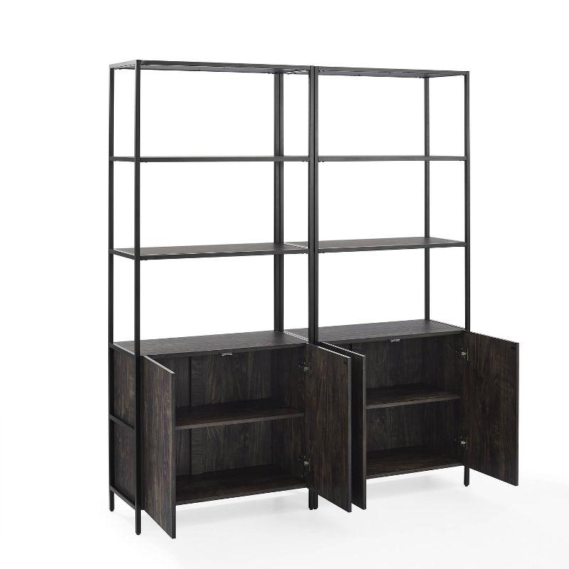 2pc 80.5" Jacobsen Etagere Set Brown Ash - Crosley: Industrial Storage, Steel Frame, Wood Veneer