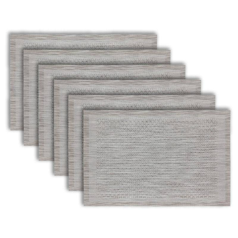 Geneva Silver Woven Vinyl Reversible Rectangular Placemats Set of 6