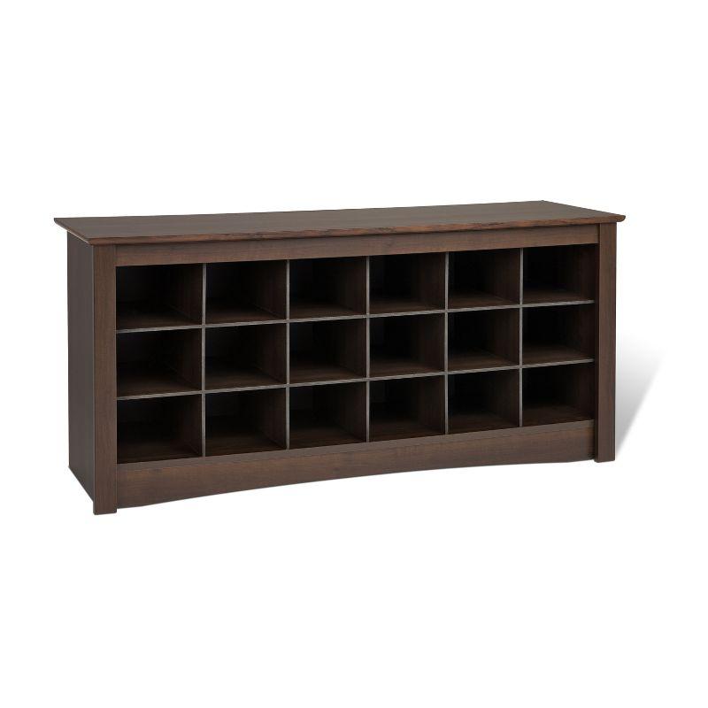 Espresso 18-Cubby Shoe Storage Bench with Seating