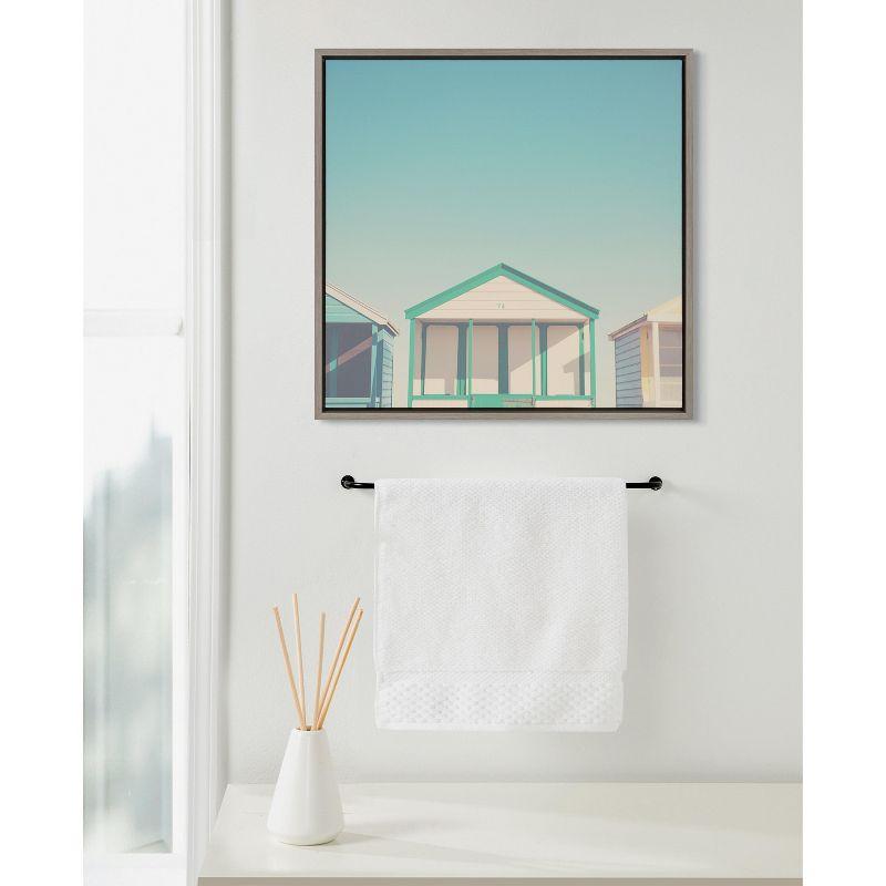 Kate and Laurel Sylvie Beach Hut 4 Framed Canvas by Laura Evans, 22x22, Gray